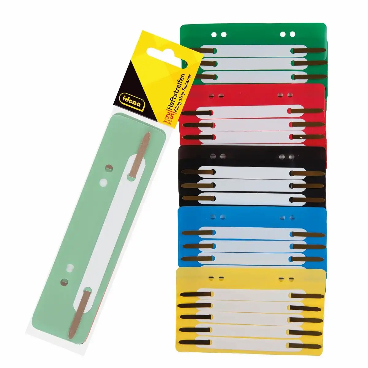 25x Heftstreifen bunt - rot grün blau schwarz gelb Plastik robust Ordnen Idena