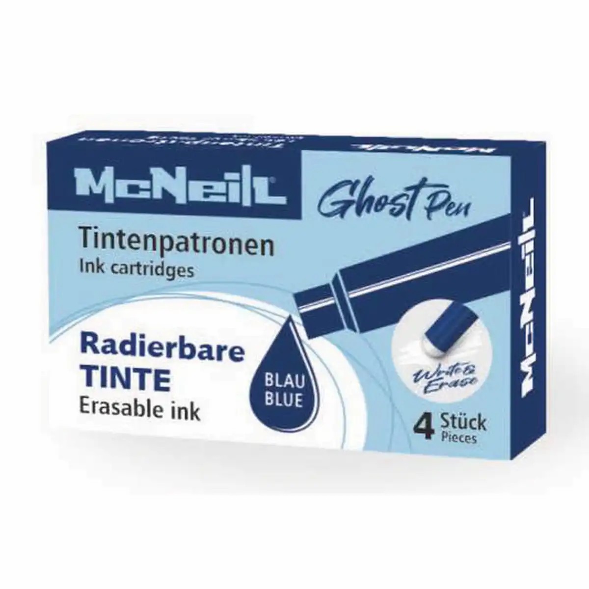 McNeill Tintenpatronen Ghost Pen radierbar 4 Stück  Blau