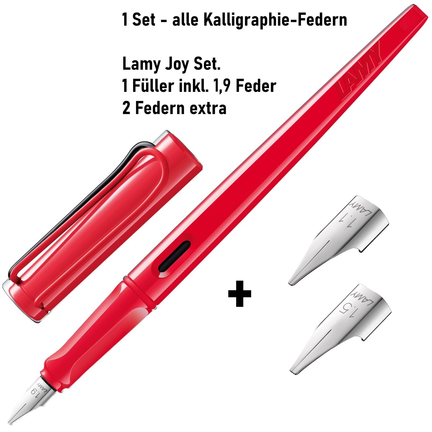 LAMY Joy Kalligrafie Kalligraphie Füller + alle 3 Federn Strawberry  Rot poliert SET