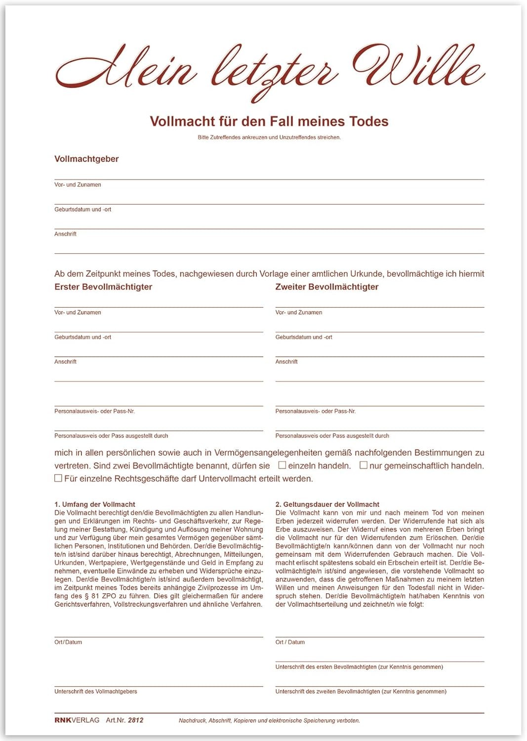 Vordruck für Berliner Testament - Was Du benötigst Vordruck für Berliner Testament - Was Du benötigst