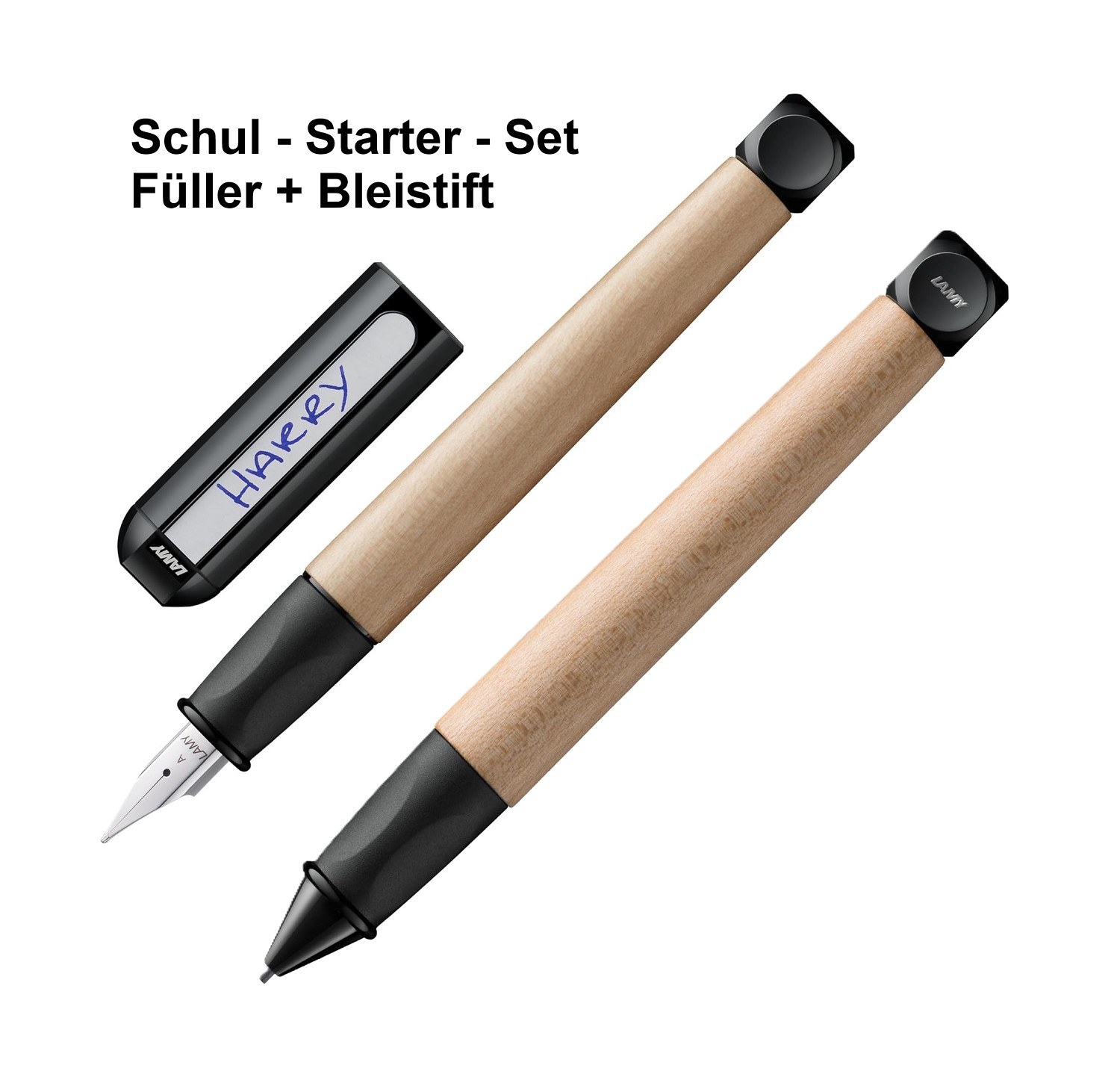 LAMY ABC Holz Füller A + Bleistift Schwarz Holz Anfänger geeignet - Geschenk SET 009/109