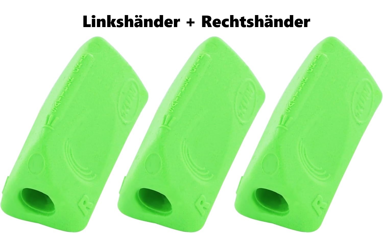 3x Kum Sattler Grip/Schreiblernhilfe/Griff/Schreibhilfe - Gummi grün - dreieckig