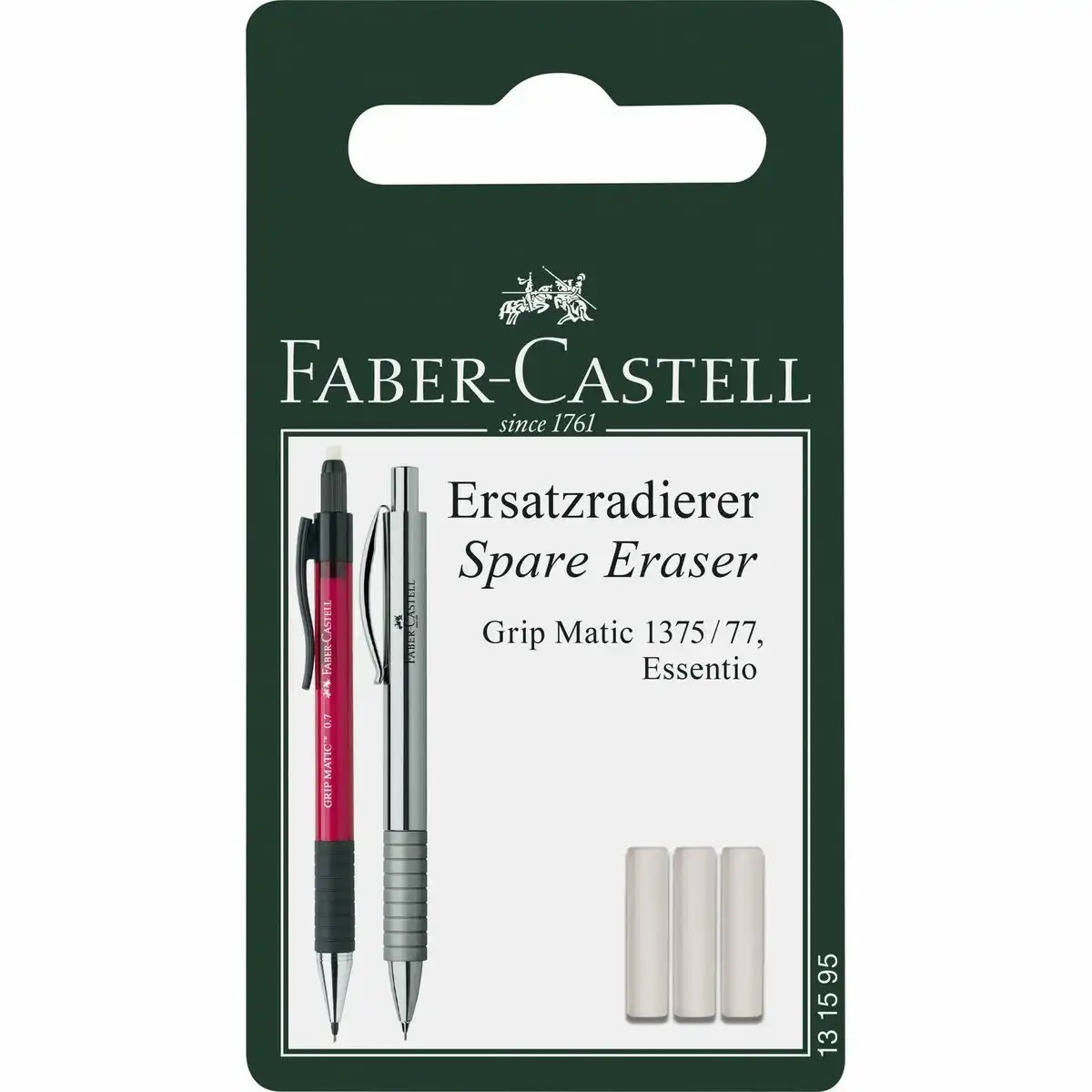 3x Ersatz Radierer Faber Castell Grip Matic/Essentio/1375/77 - weiß Ersatz Teil