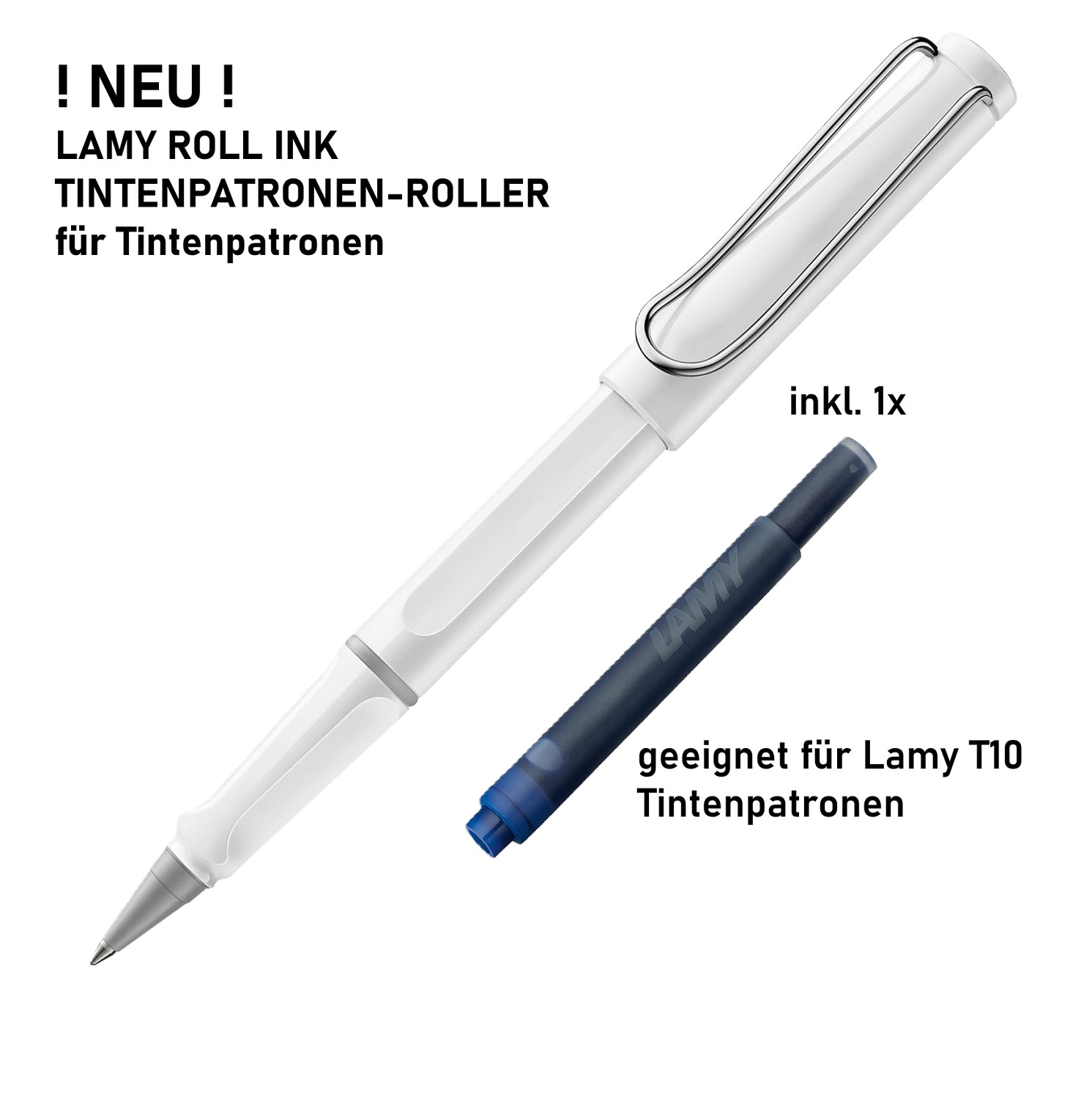 LAMY Roll Ink Tintenpatronenroller Weiß für T10 Tinten Patronen blau löschbar - 619