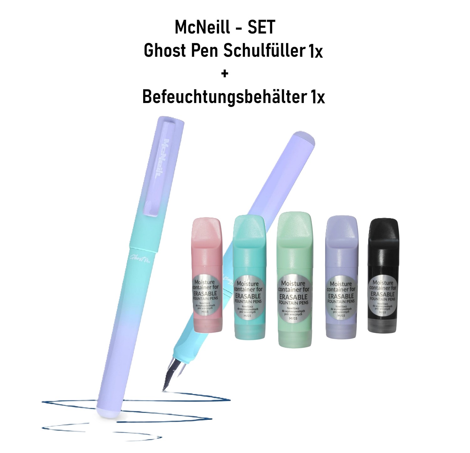 1x McNeill Befeuchtungsbehälter Befeuchter + Ghost Pen Füller Blue Berry - SET