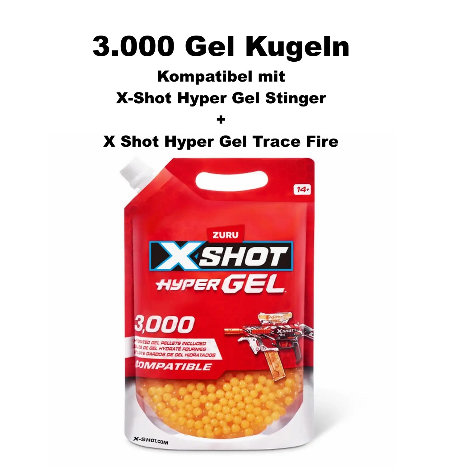 3000x GEL Kugeln Nachfüll Packung X Shot Hyper Gel für Stinger + Trace Fire - ZURU