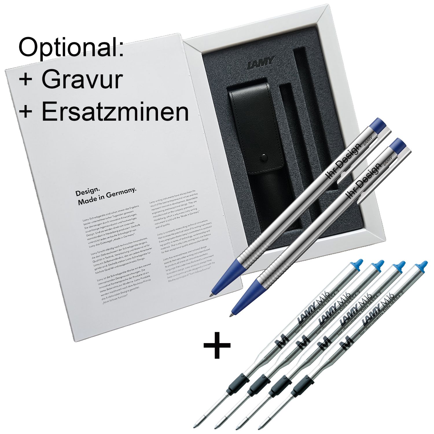 LAMY Logo SET 2x Kugelschreiber blau // Gravur M16 M blau Ersatzminen - AUSWAHL