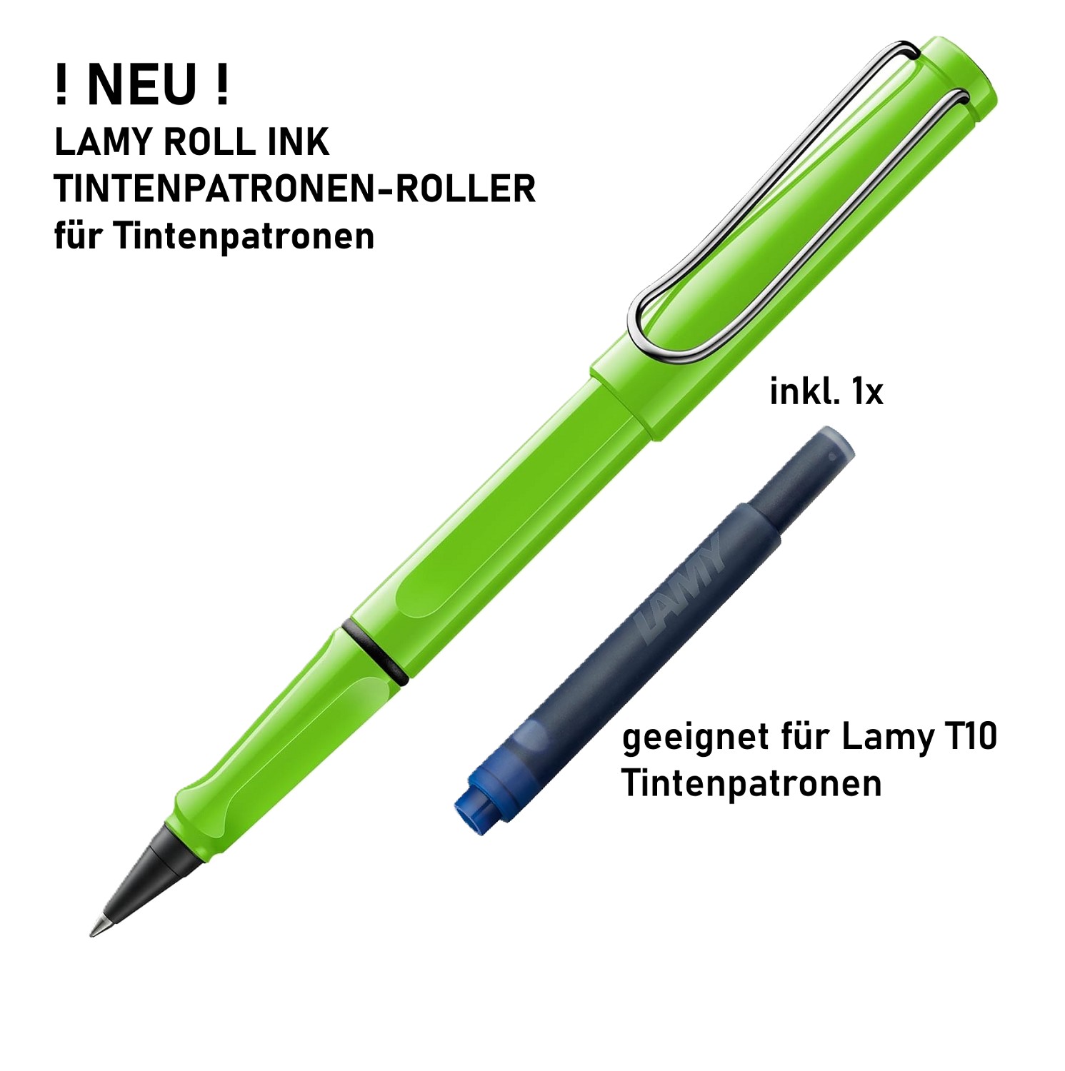 LAMY Roll Ink Tintenpatronenroller Grün für T10 Tinten Patronen blau löschbar - 613
