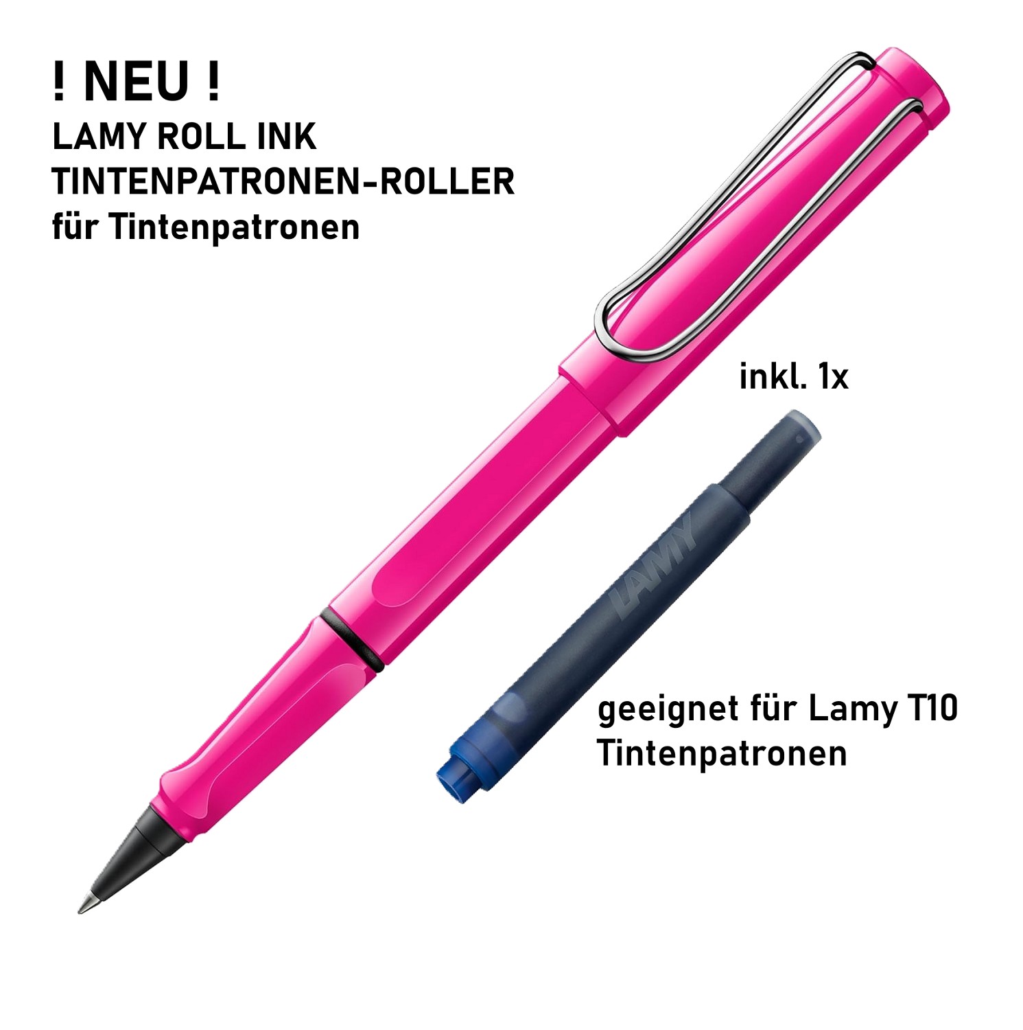 LAMY Roll Ink Tintenpatronenroller Pink für T10 Tinten Patronen blau löschbar - 613