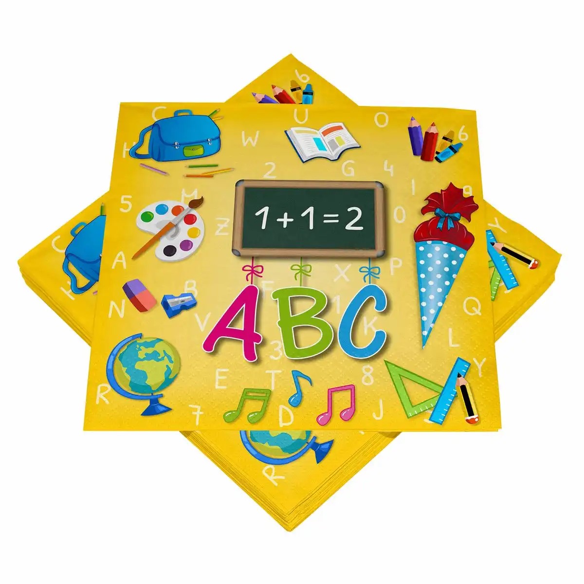 Servietten für Schulanfang Einschulung Kinder 1. Schultag Deko gelb Heku - 20 Stück