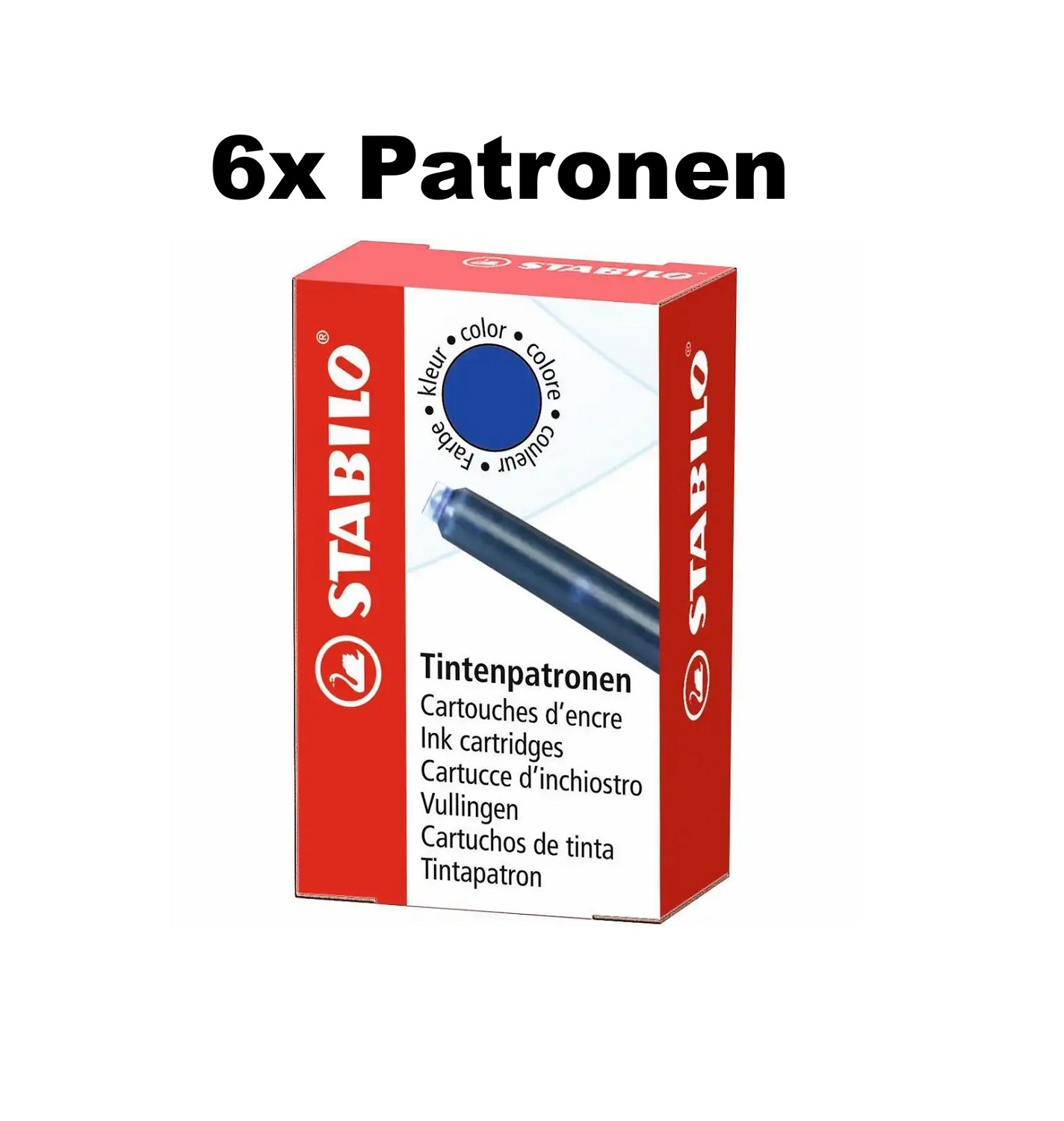 6x STABILO Tintenpatronen kurz blau löschbar - Standard Größe - EASY Buddy Birdy