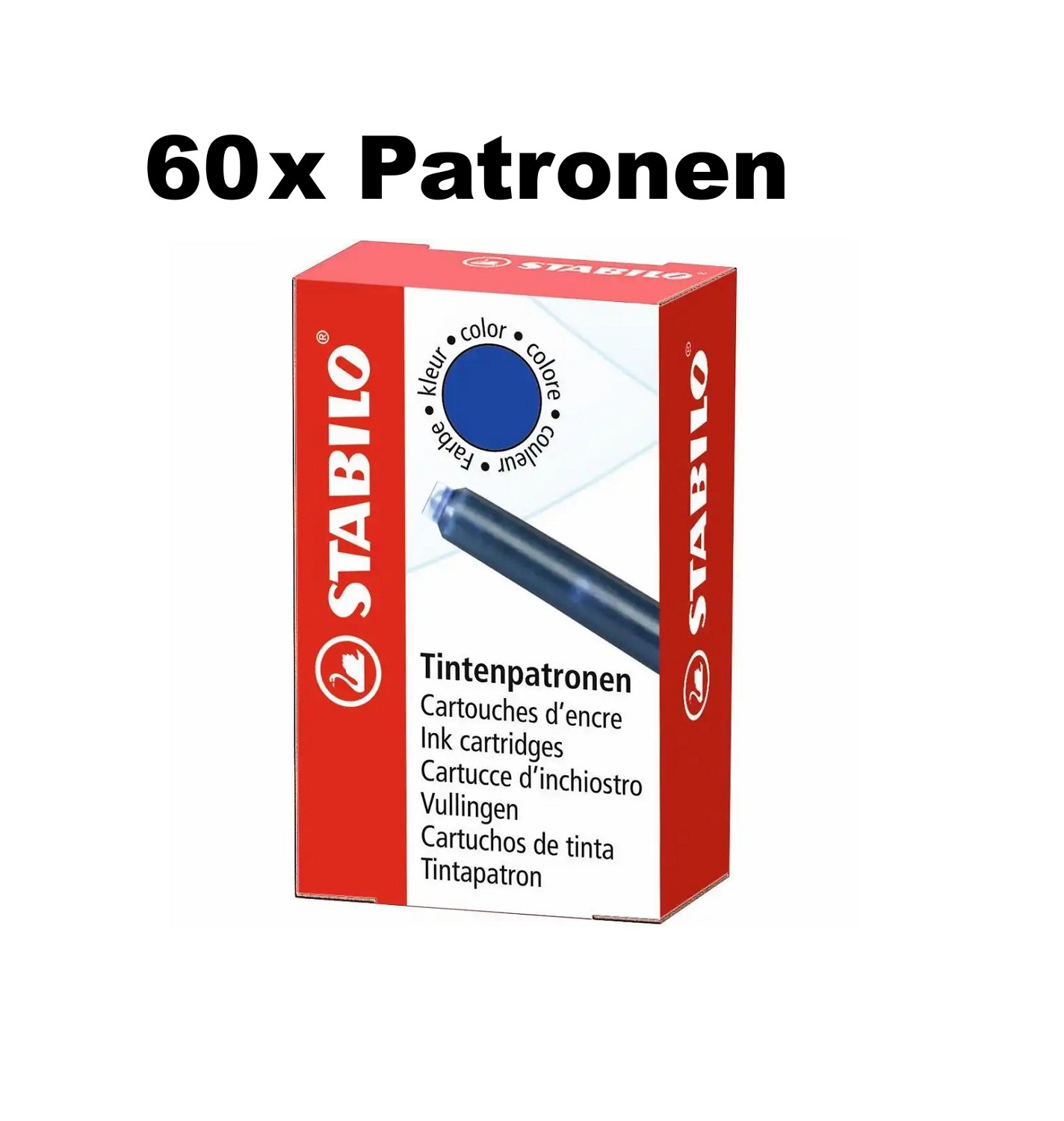 60x STABILO Tintenpatronen kurz blau löschbar Standard Größe - EASY Buddy Birdy