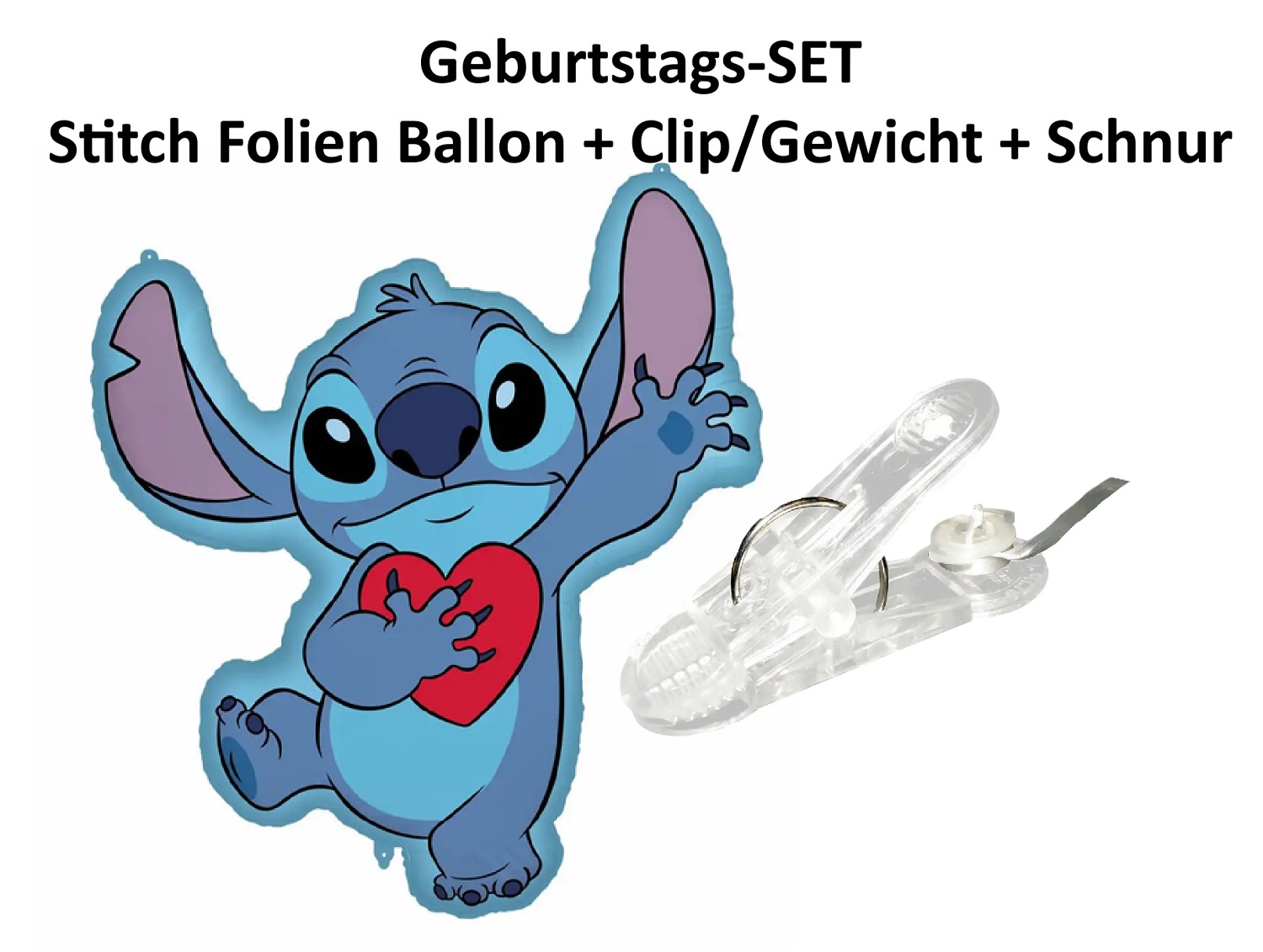 Lilo & Stitch - Party Set Helium Ballon + Ballongewicht/Klammer + Schnur - Motto