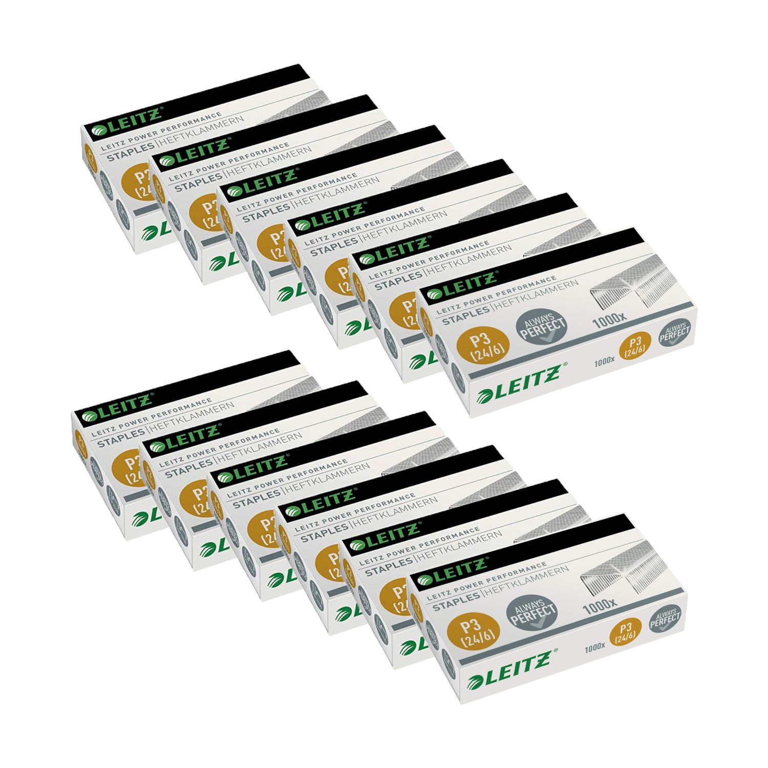 LEITZ Heftklammern 24/6 - verzinkt, 12x 1.000 Stück