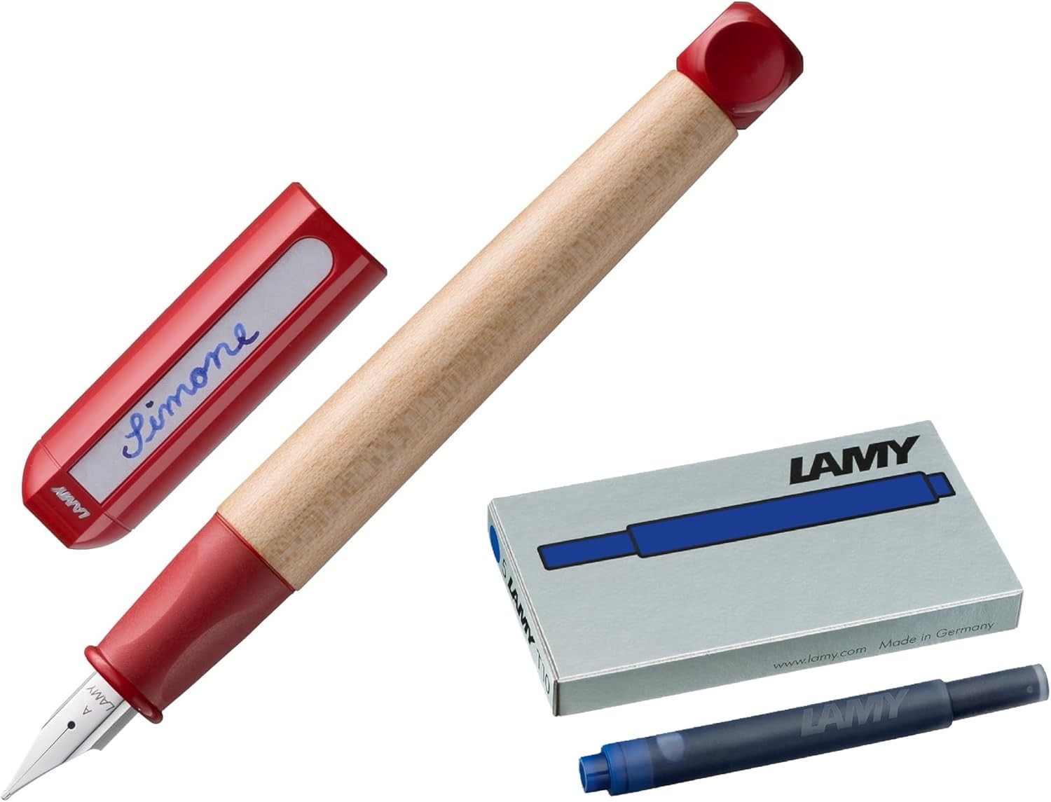 LAMY ABC Holz Füller Blau A Anfänger Schulfüller + Tintenpatrone blau - SET
