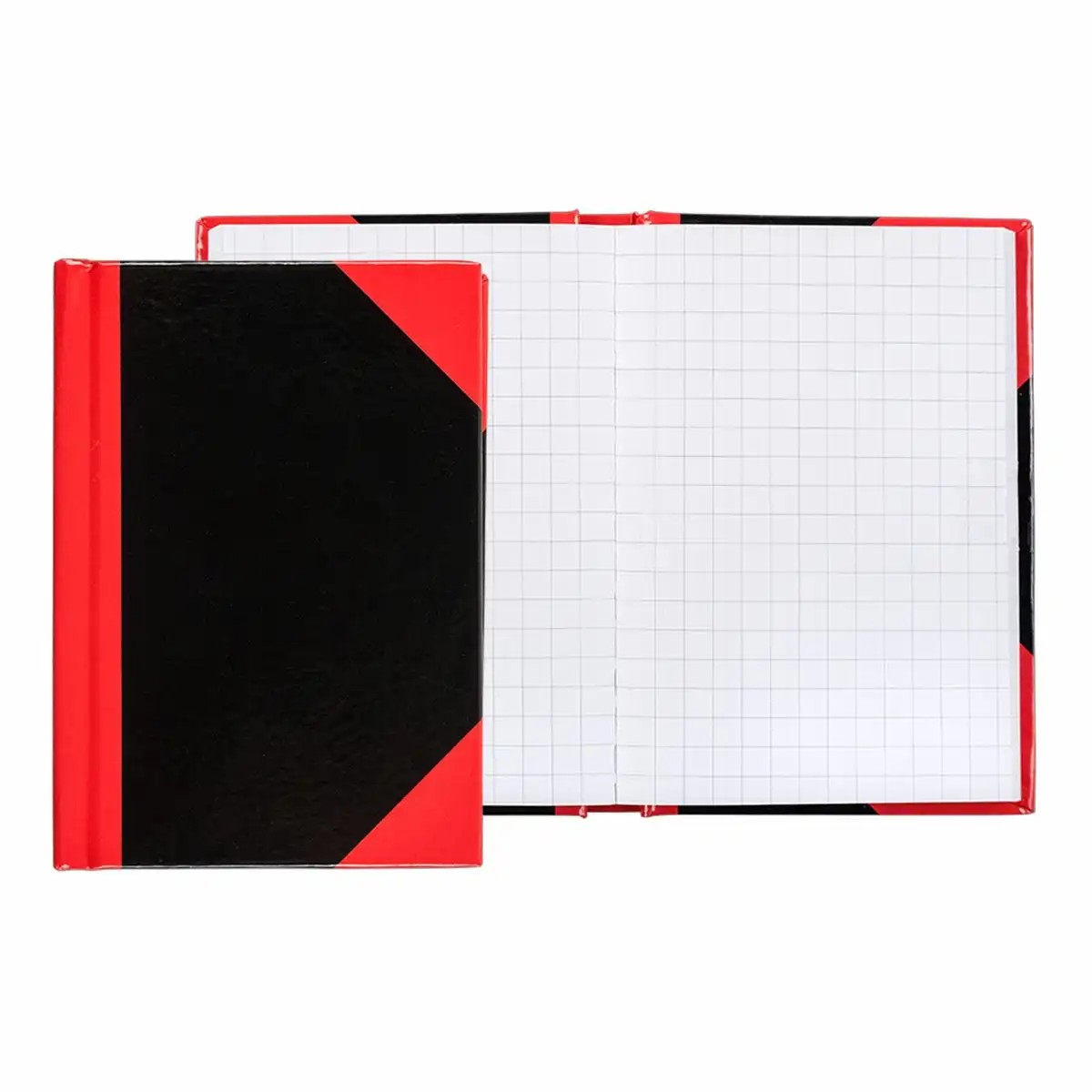 1x NOTIZBUCH/Kladde A7 - klassisch in Schwarz + Rote Ecken - kariert 192 Seiten - Für: Schule, Büro, Uni oder Journaling/Hobby