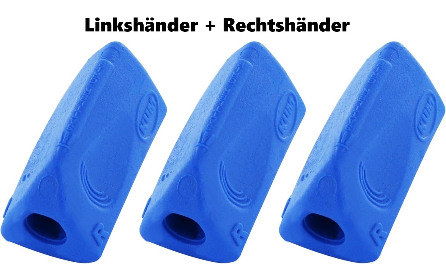 3x Kum Sattler Grip/Schreiblernhilfe/Griff/Schreibhilfe - Gummi  blau Dreieckig