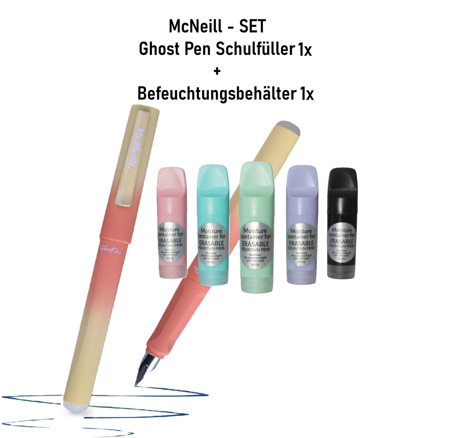 1x McNeill Befeuchtungsbehälter Befeuchter + Ghost Pen Füller Rot Pastell - SET