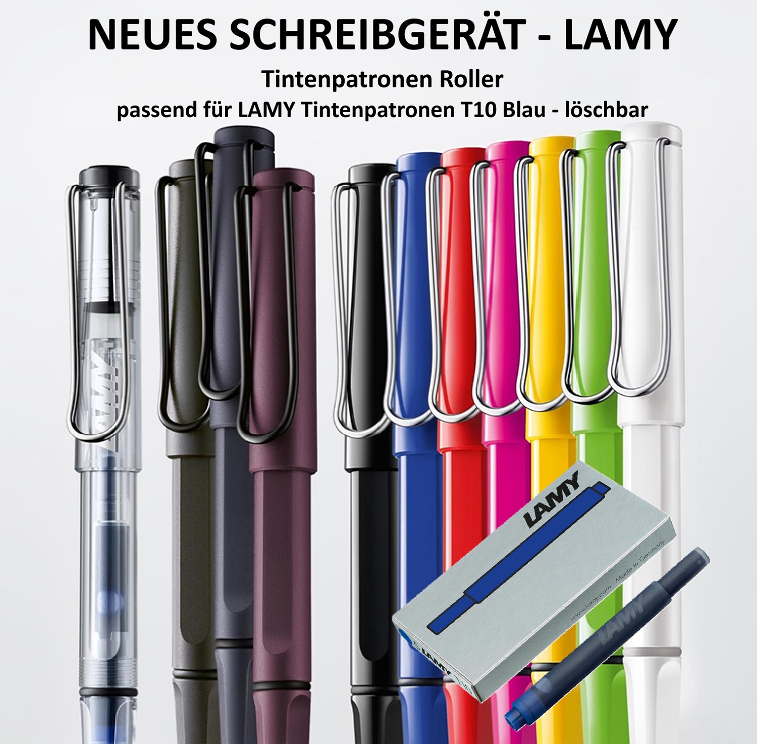 LAMY Tintenpatronen ROLLER | T10 Tintenpatrone Blau löschbar | Roll Ink - NEU