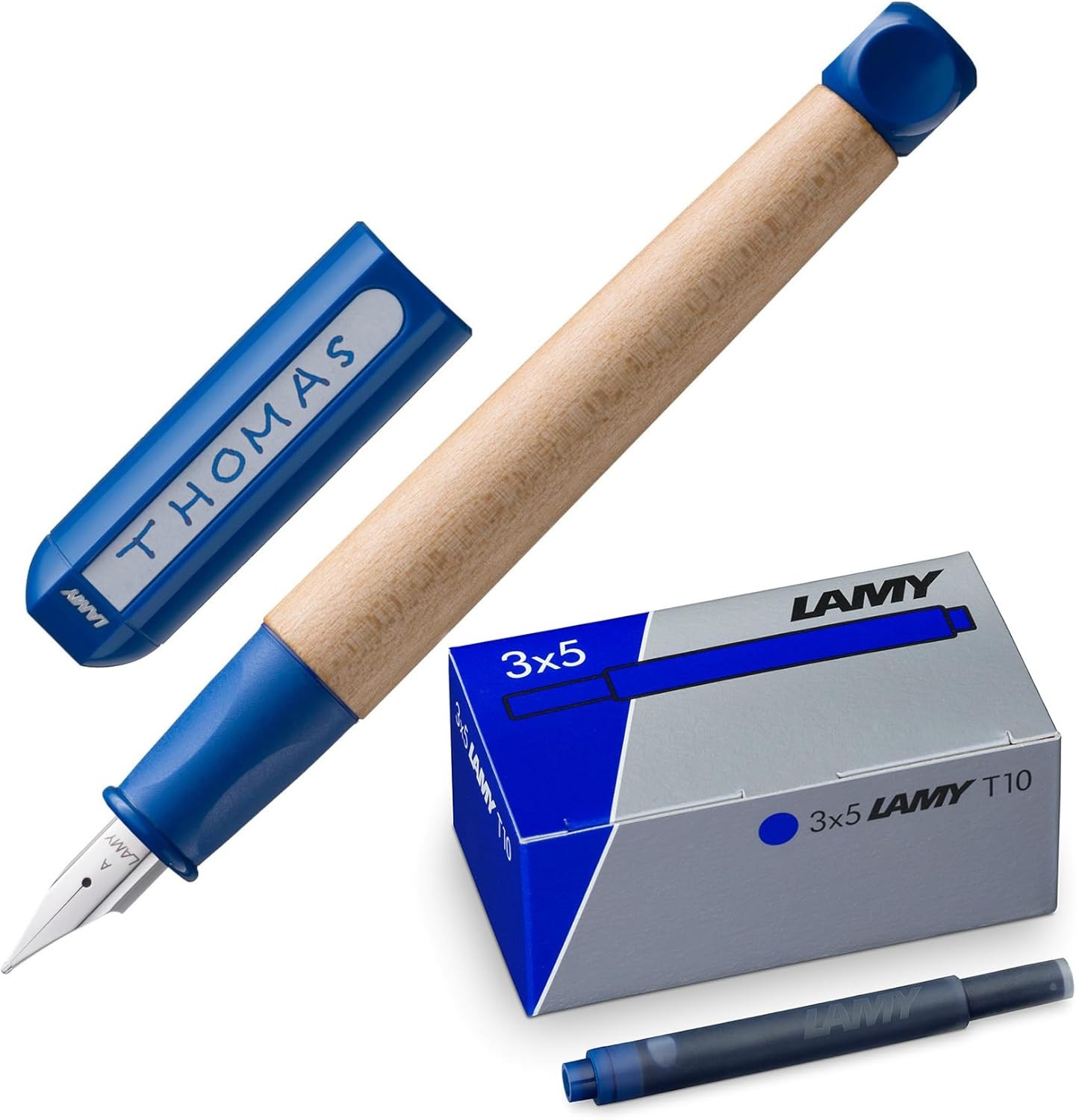 LAMY SET ABC Füller Blau Stärke F + 15 Tinten Patronen blau - löschbar