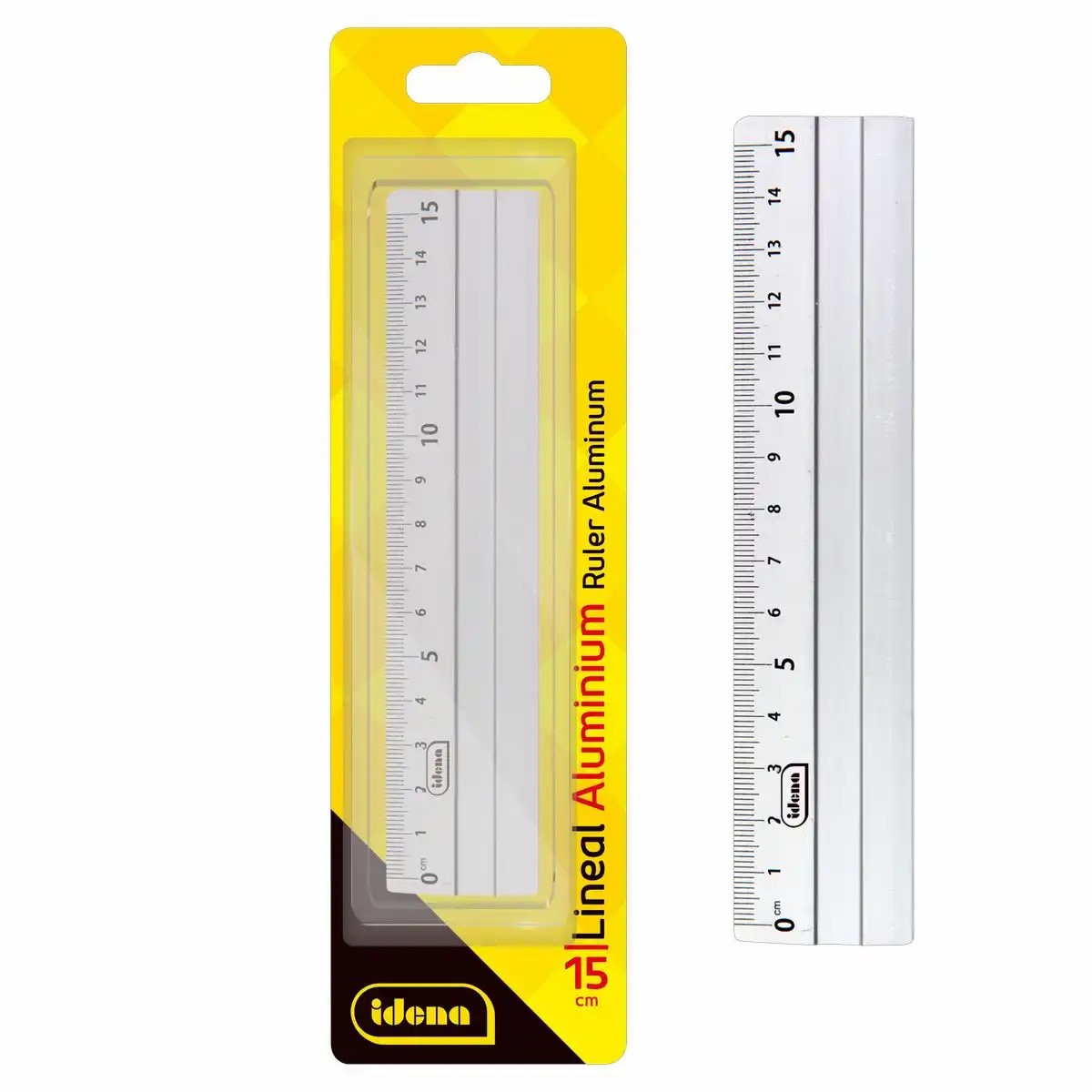 15 cm Lineal - Edelstahl/Metall/Aluminium + Millimeter - Anti Rutsch - Werkstatt