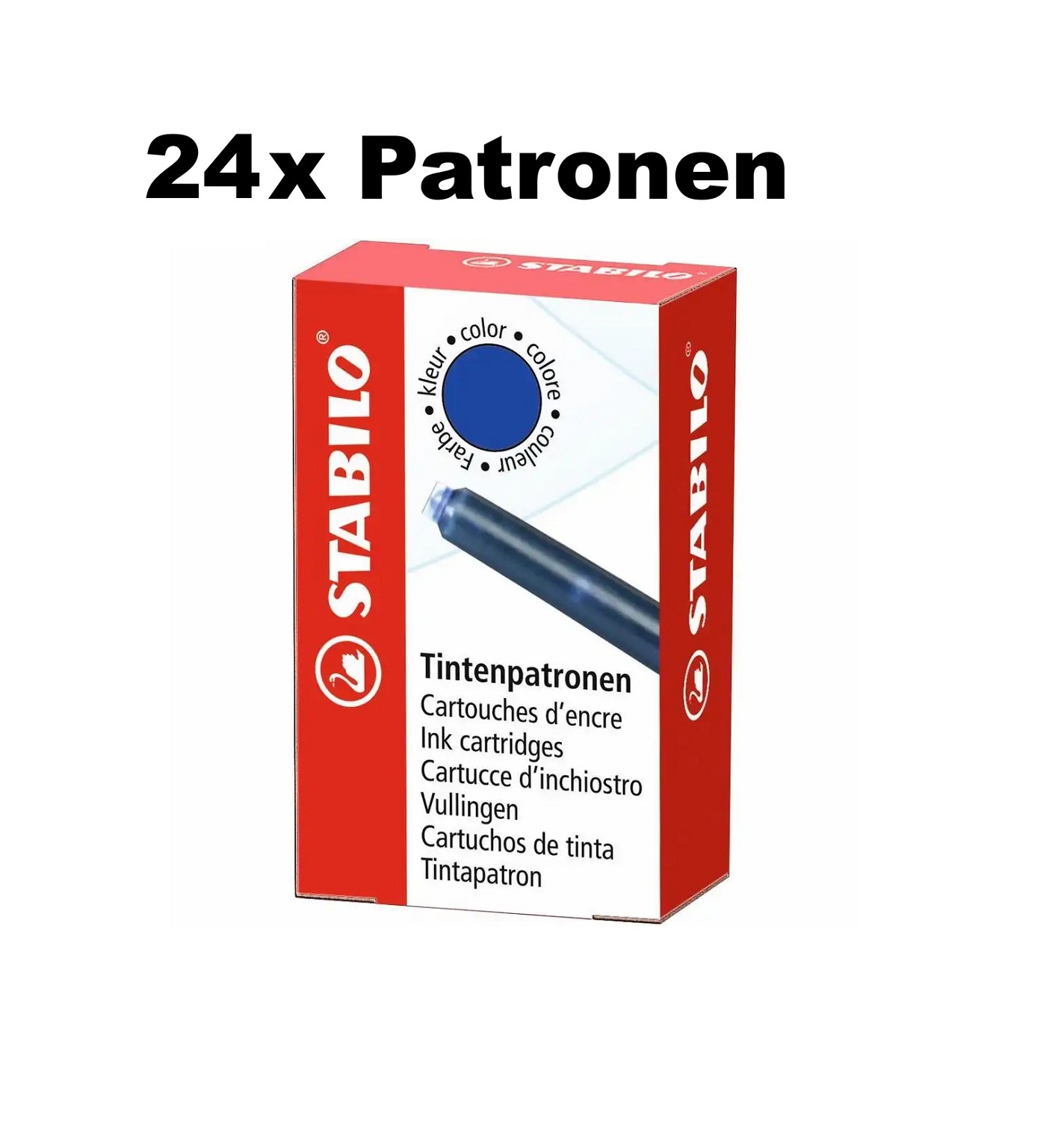 24x STABILO Tintenpatronen kurz blau löschbar - Standard Größe EASY Buddy Birdy