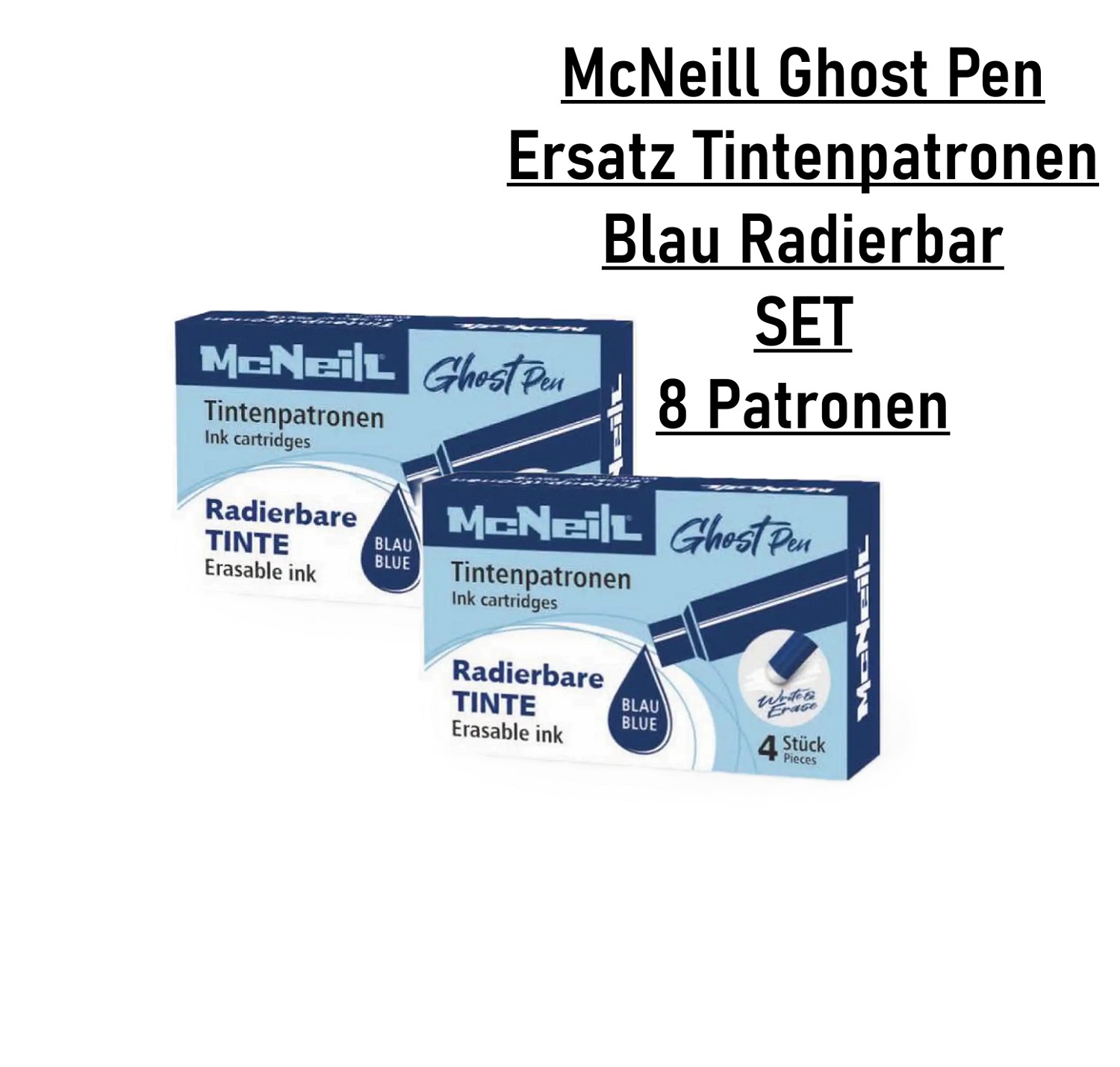 McNeill Tintenpatronen Ghost Pen radierbar 8 Stück  Blau