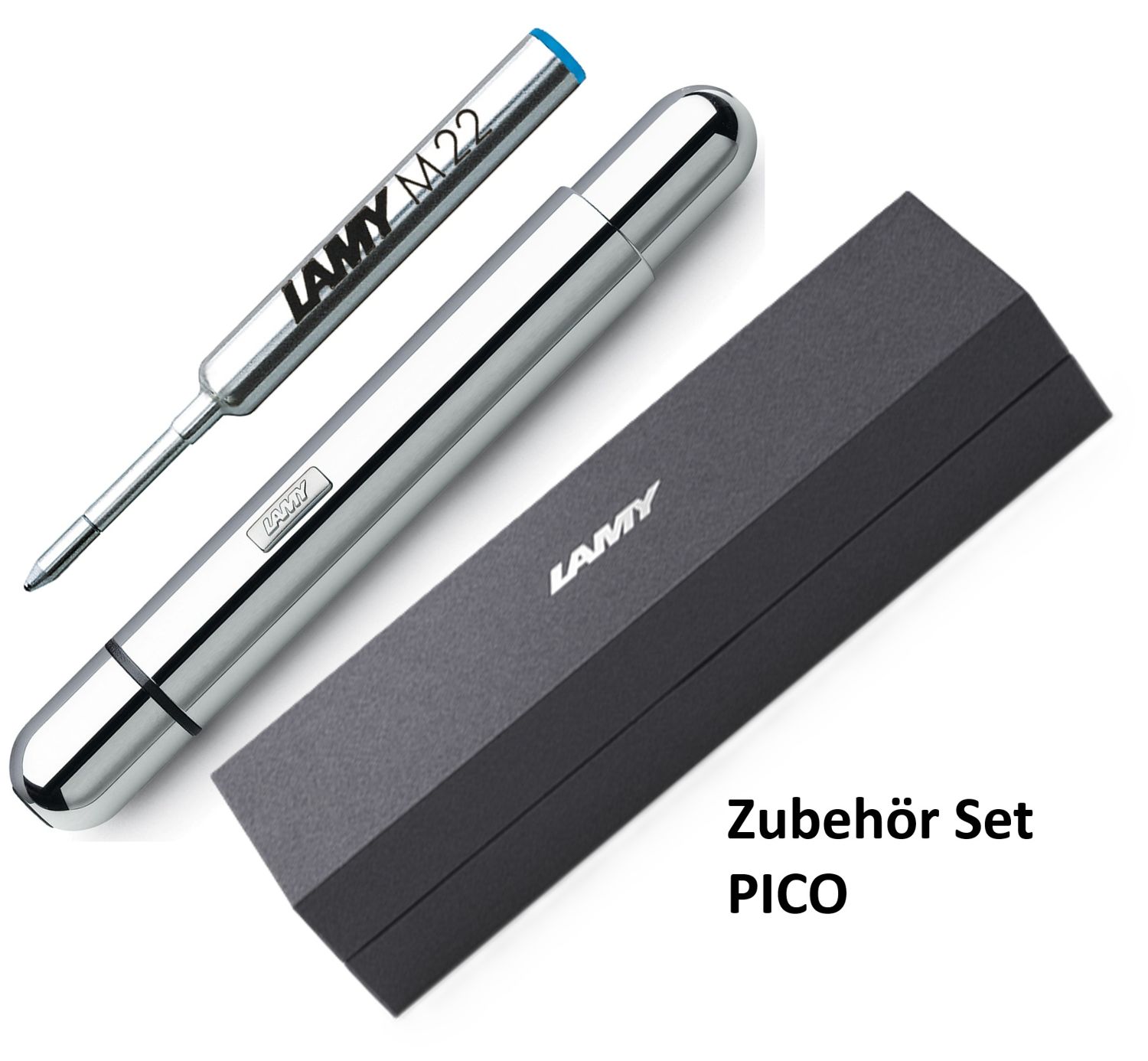 LAMY PICO Chrome 289 Kugelschreiber + Geschenk Verpackung + Ersatz Mine - SET