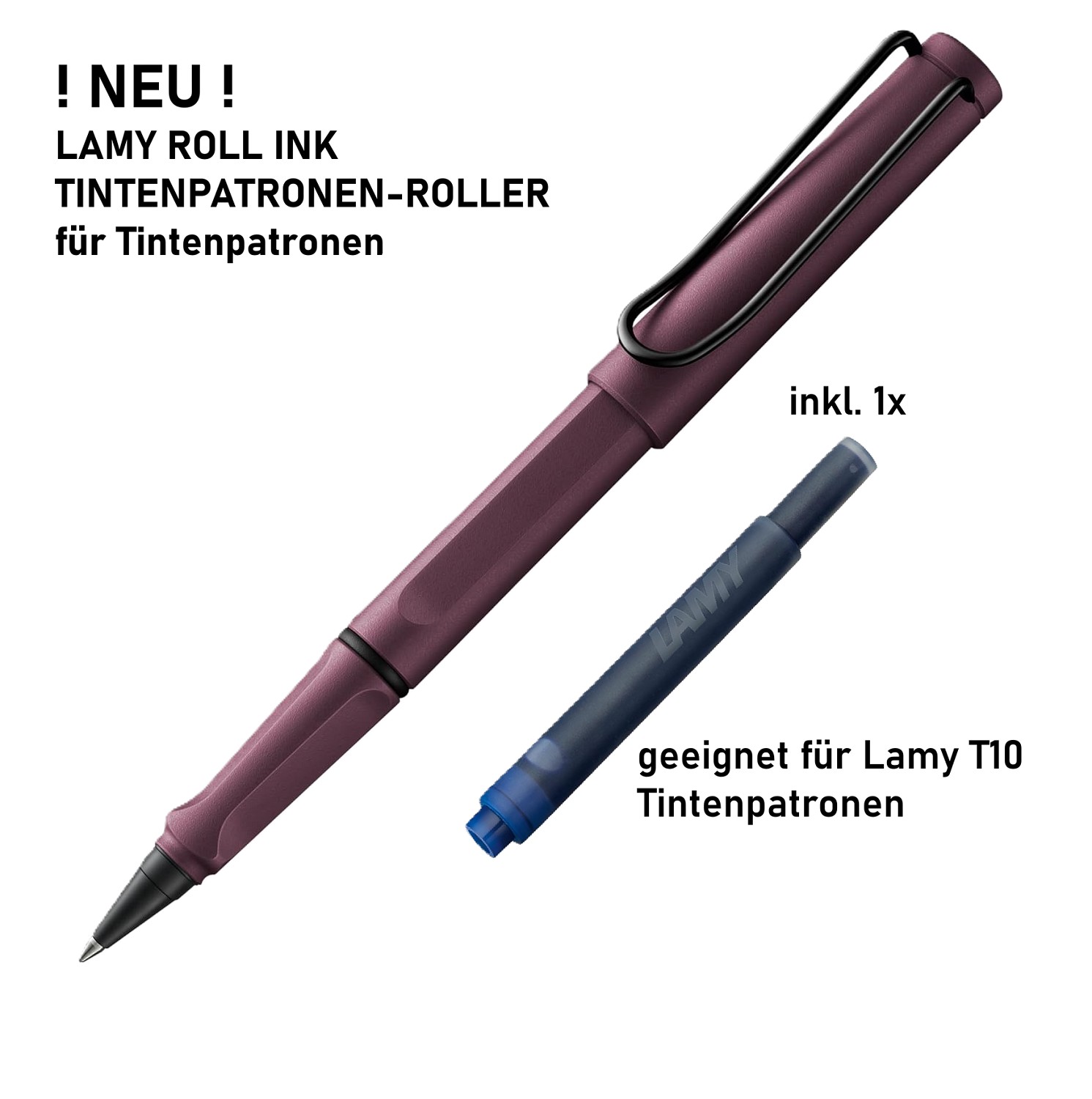 LAMY Roll Ink Tintenpatronenroller Scarlet für T10 Tinten Patronen blau löschbar - 6E3