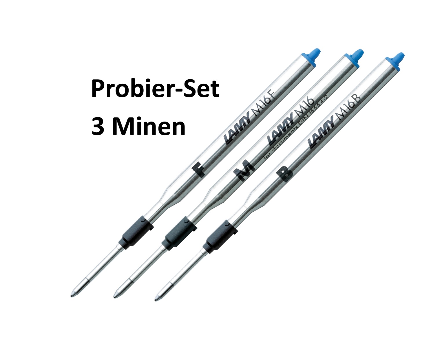 Probier-Set - M16 Blau - alle Strichstärken - Fein, Mittel und Breit