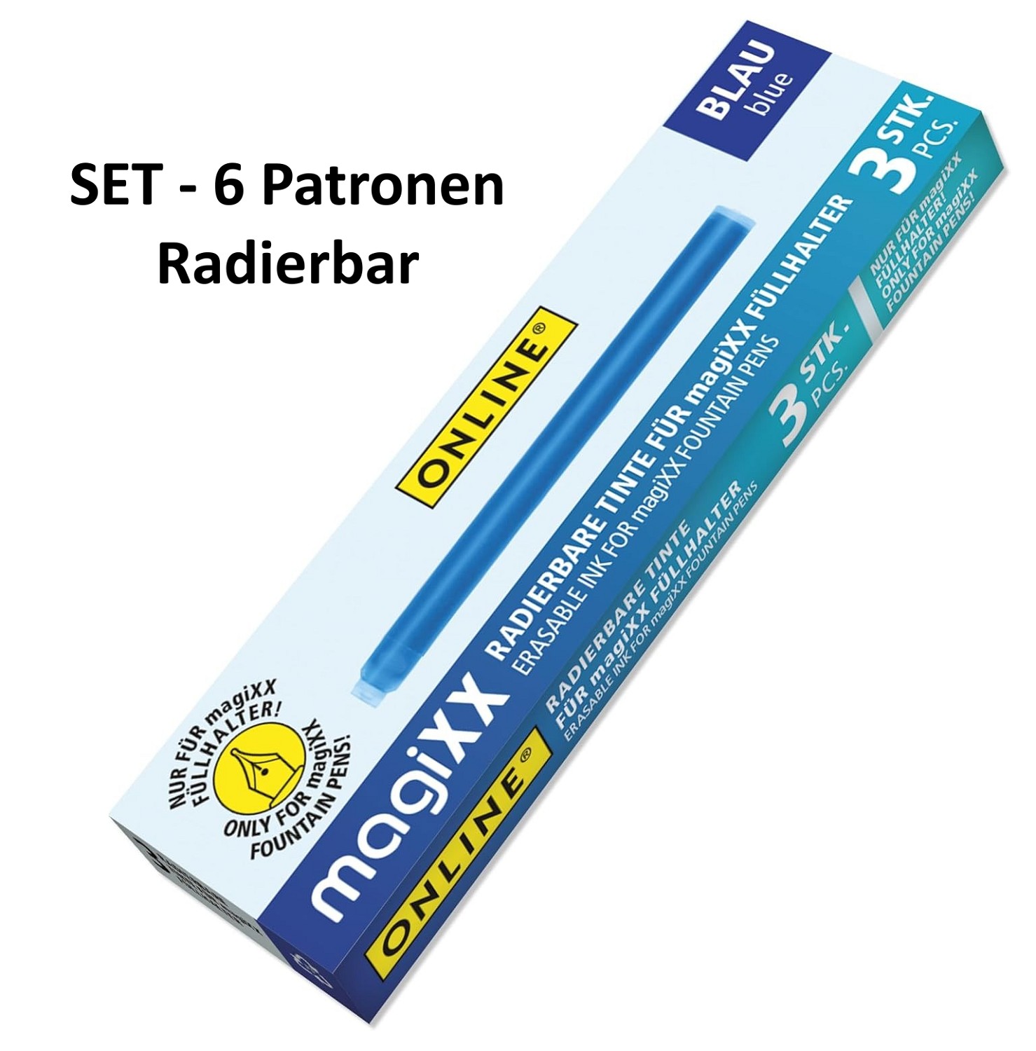 6x Radierbare Tinten Patronen Ersatz MagiXX Füller blau löschbar erasable ONLINE