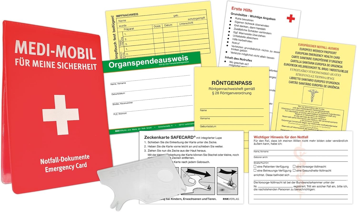 RNK Notfall SET - alle wichtigen Dokumente A7 - Medi Mobil Emergency Card - für unterwegs - 2897