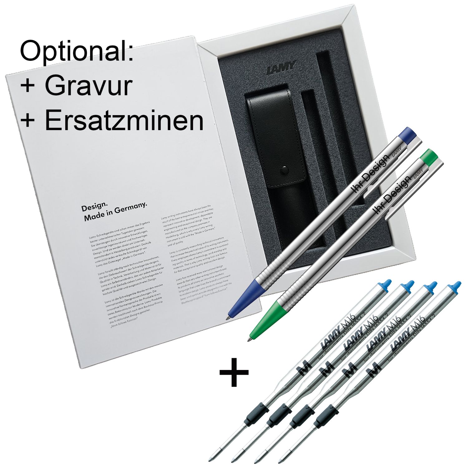 LAMY Logo SET Kugelschreiber blau grün // Gravur M16 blau Ersatzminen - AUSWAHL