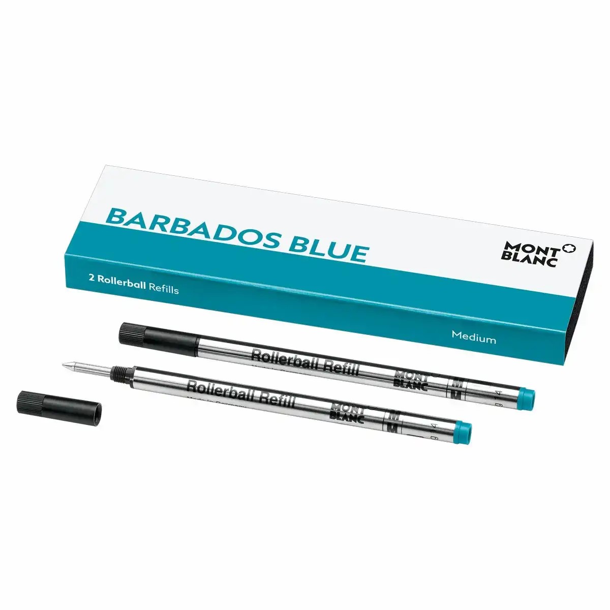 2x Orig. Montblanc Ersatz Mine Refills türkis Barbados Blue Tintenroller Rollerball