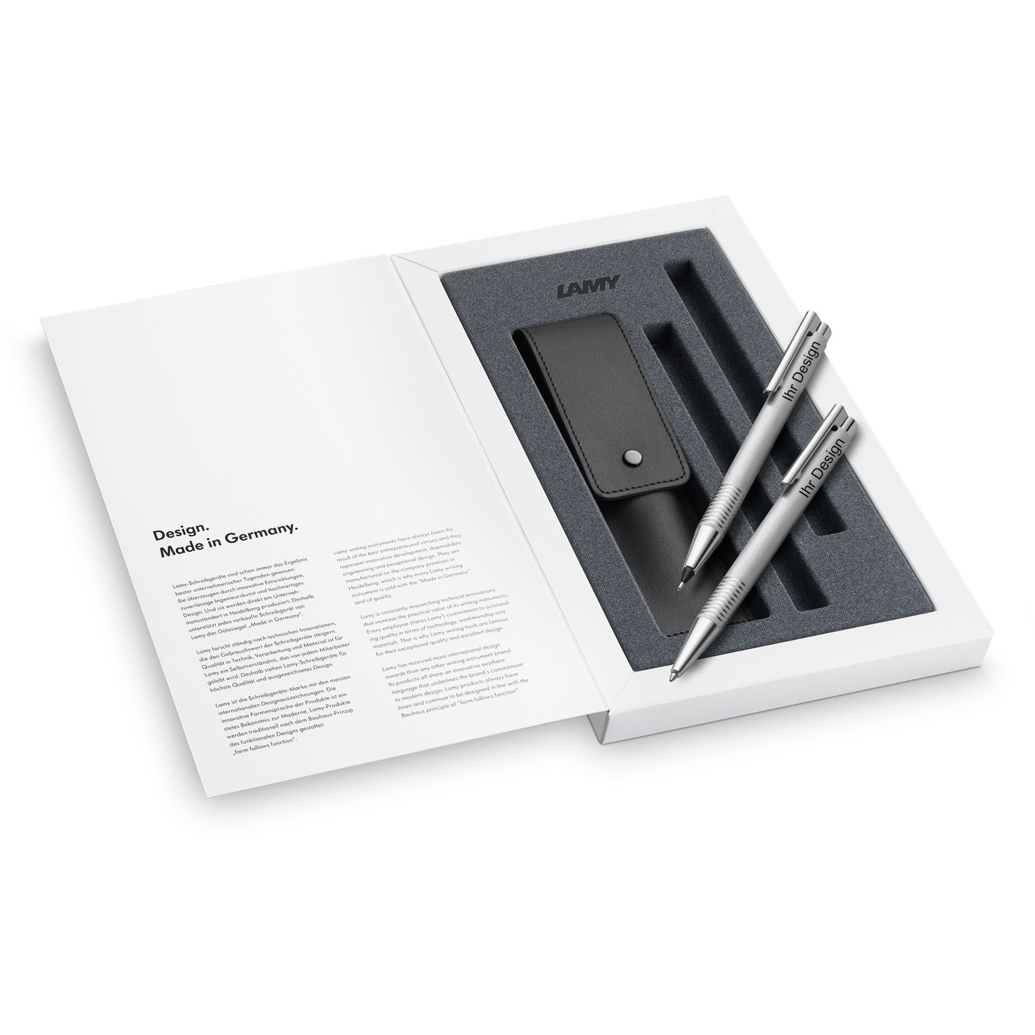 Lamy Logo brushed / strichmattiert Set - Kugelschreiber / Druckbleistift (0,7mm) - 106 / 206 inkl. Lasergravur beider Schreibgeräte