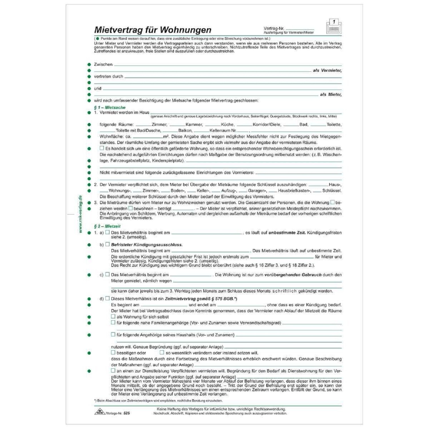 RNK Mietvertrag für Wohnung 525 A4, 6teilig