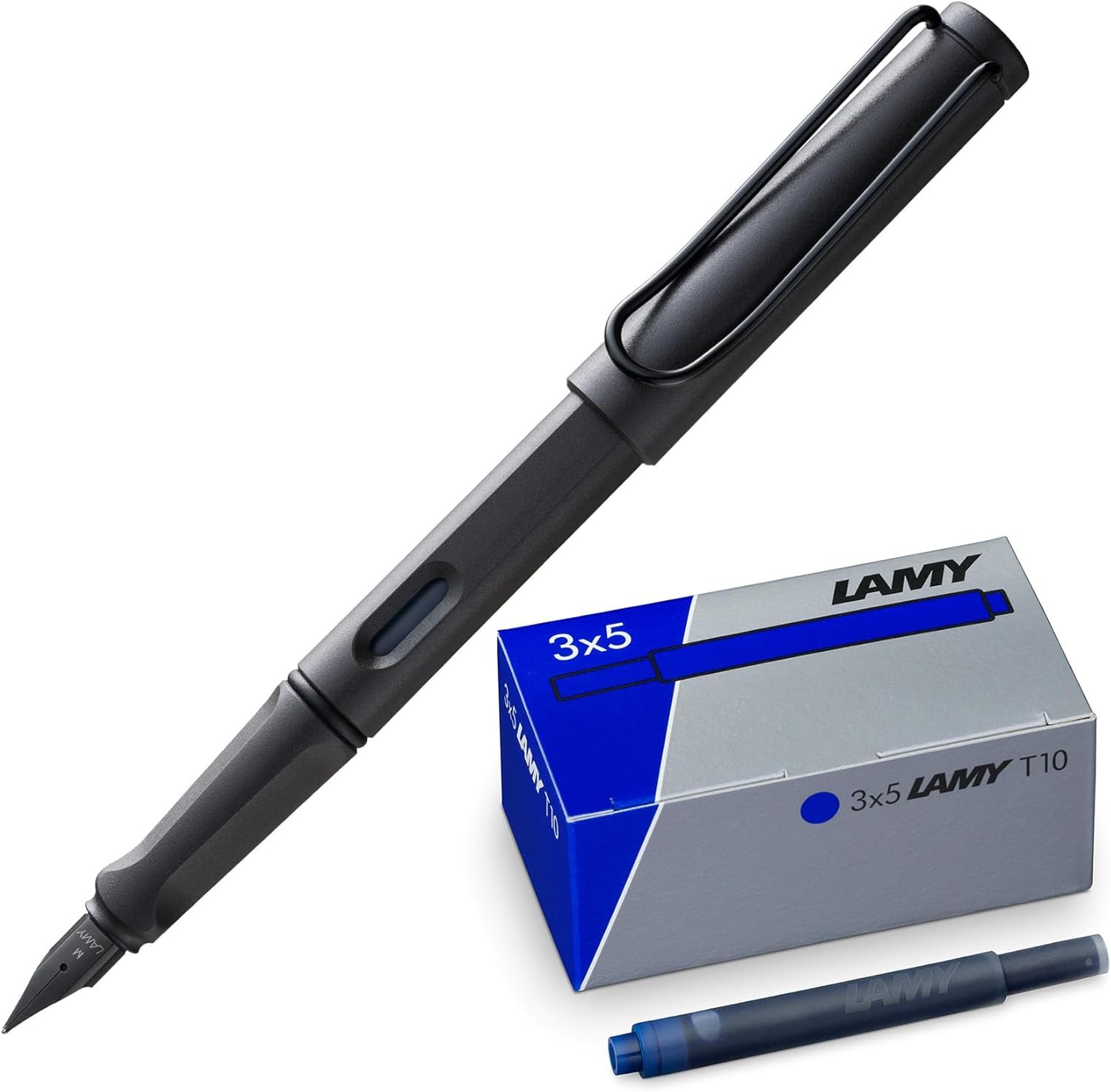 LAMY Füller + Ersatz Tinten Patronen blau löschbar - Safari Umbra M Mittel - SET