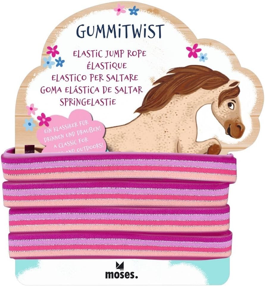 Moses Gummi Twist Pferde Pink für Mädchen Kinder pink Hüpfgummi Glitzer outdoor