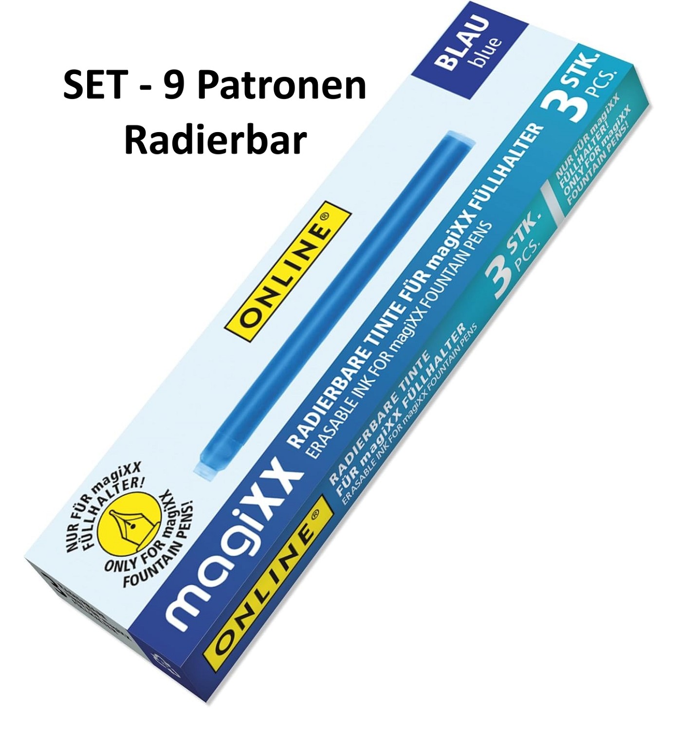 9x Radierbare Tinten Patronen Ersatz MagiXX Füller blau löschbar erasable ONLINE