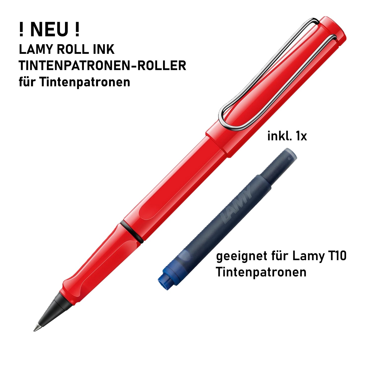 LAMY Roll Ink Tintenpatronenroller Rot für T10 Tinten Patronen blau löschbar - 616