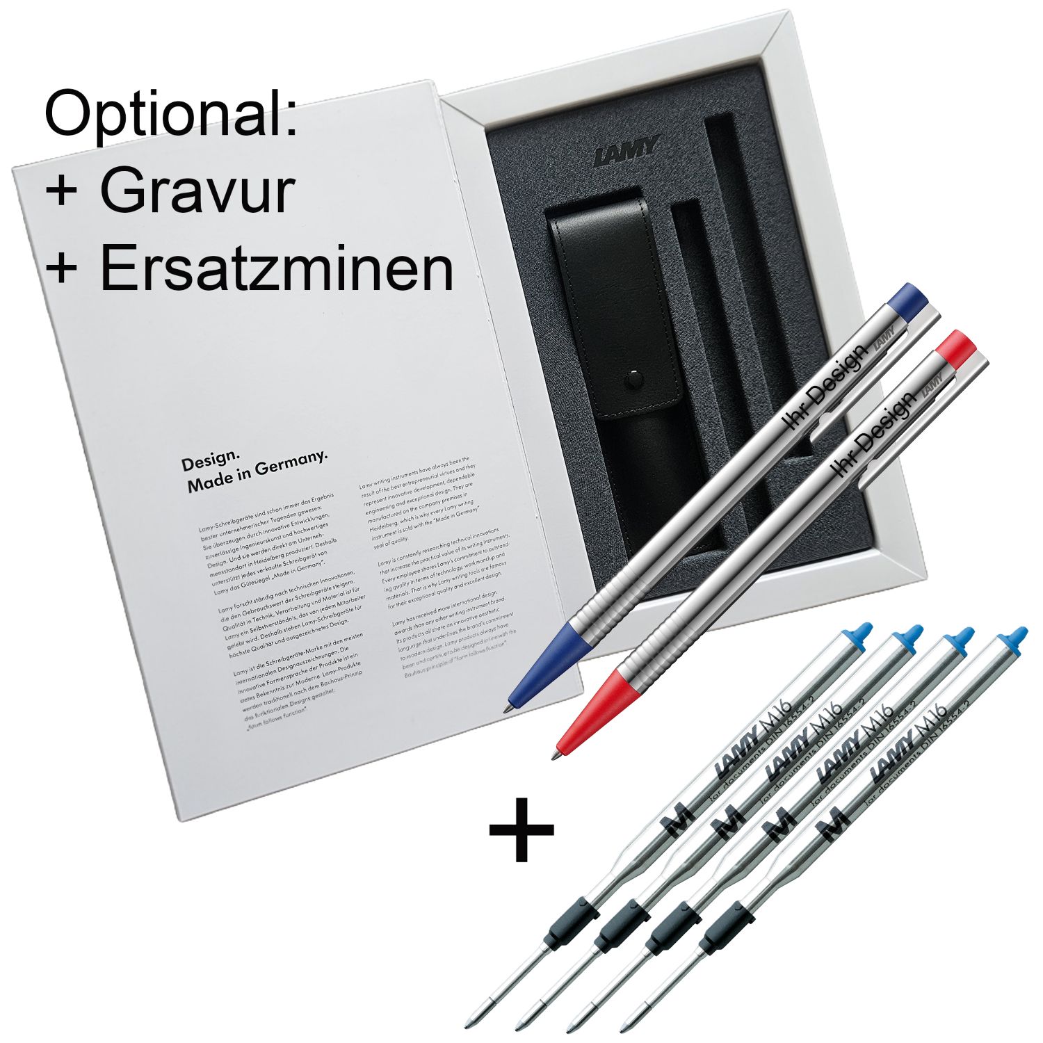 LAMY Logo SET Kugelschreiber blau + rot // Gravur M16 blau Ersatzminen - AUSWAHL