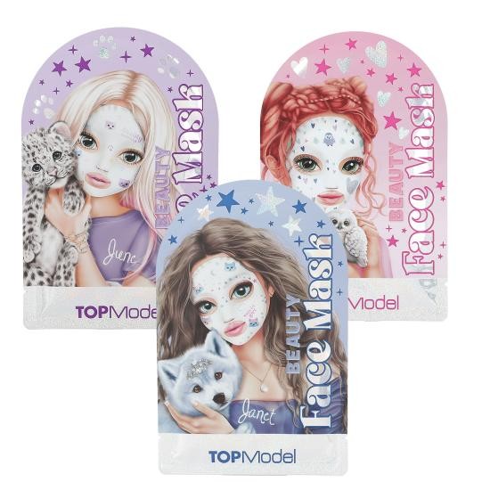 1x TOPMODEL Tuch Maske Face Mask - Pflege für das Gesicht + Feuchtigkeit/Gesichtspflege- Wolf Leopard Eule