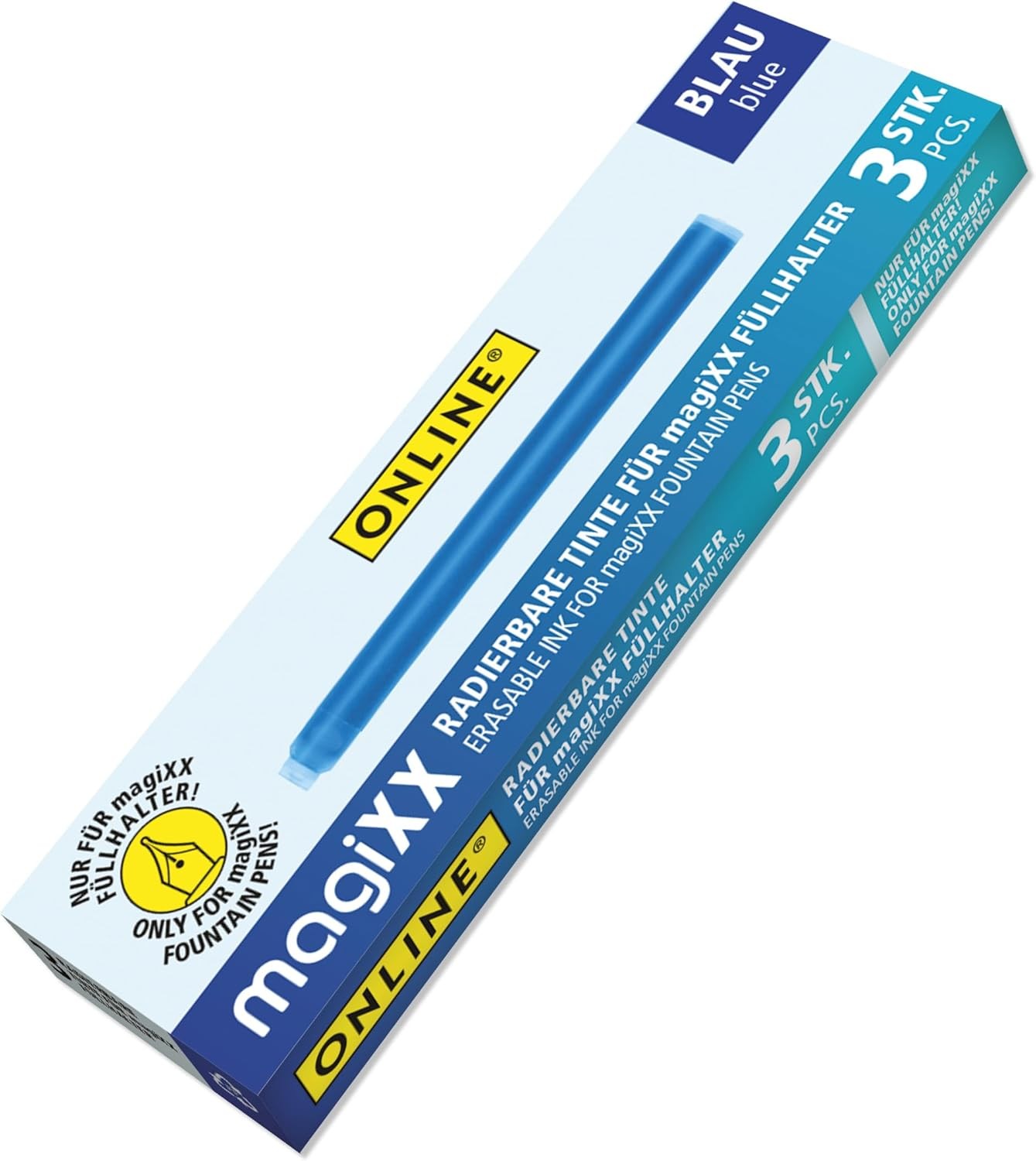 3x Radierbare Tinten Patronen Ersatz MagiXX Füller blau löschbar erasable ONLINE