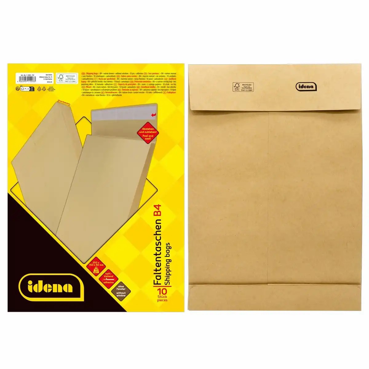 Idena Faltentaschen braun DIN B4 10 Stück