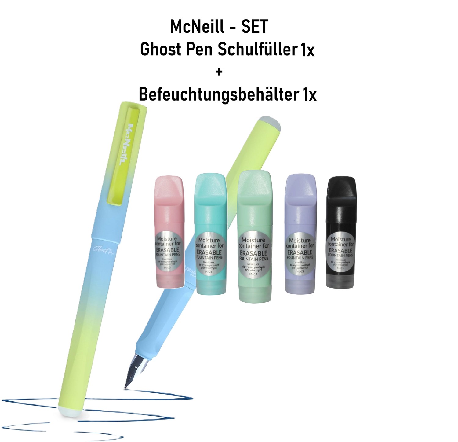 1x McNeill Befeuchtungsbehälter Befeuchter + Ghost Pen Füller Türkis Blau - SET