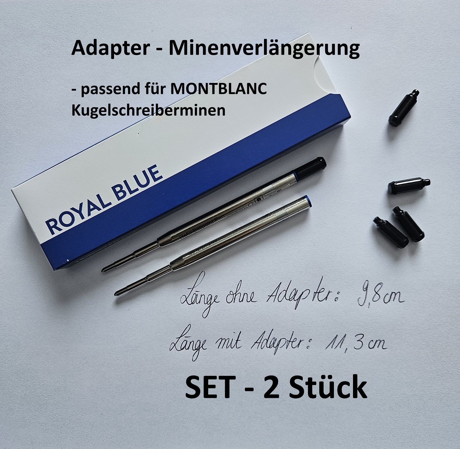 Adapter - Minen Verlängerung für MONTBLANC Kugelschreiber Ersatz Mine Refills - SET - 2 STÜCK