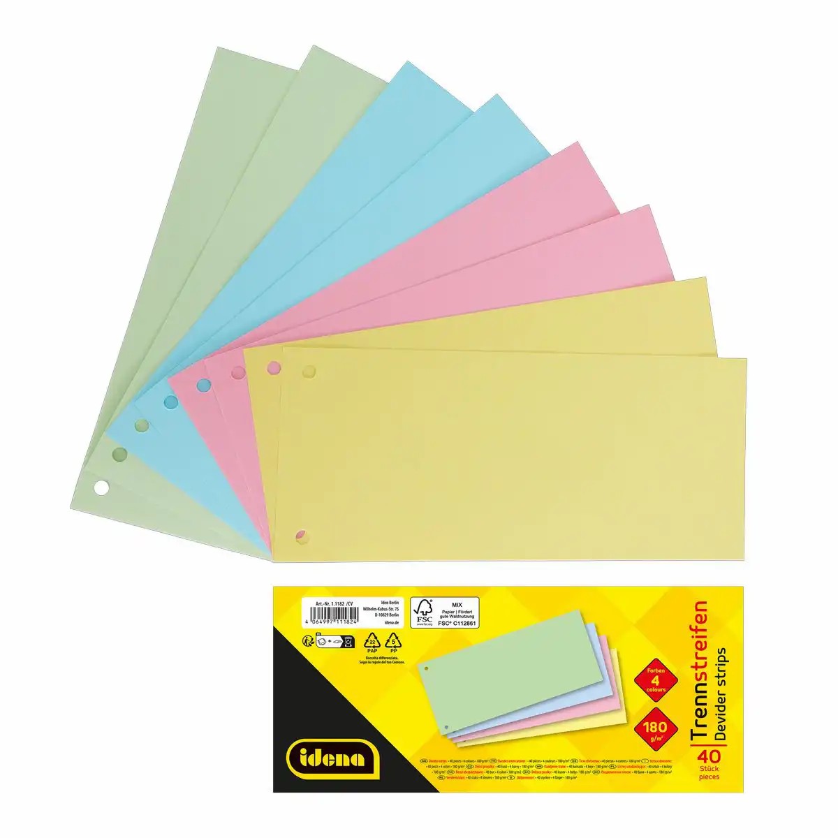 Idena Trennstreifen 4 Farben 40 Blatt