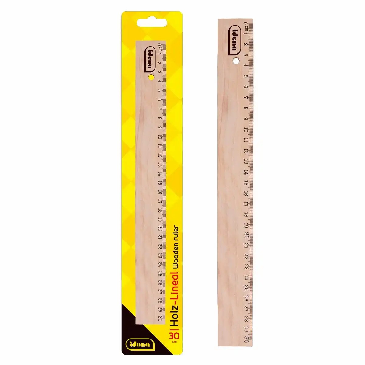 Idena Holz Lineal 30 cm - langes Lineal aus Holz, robust und langlebig