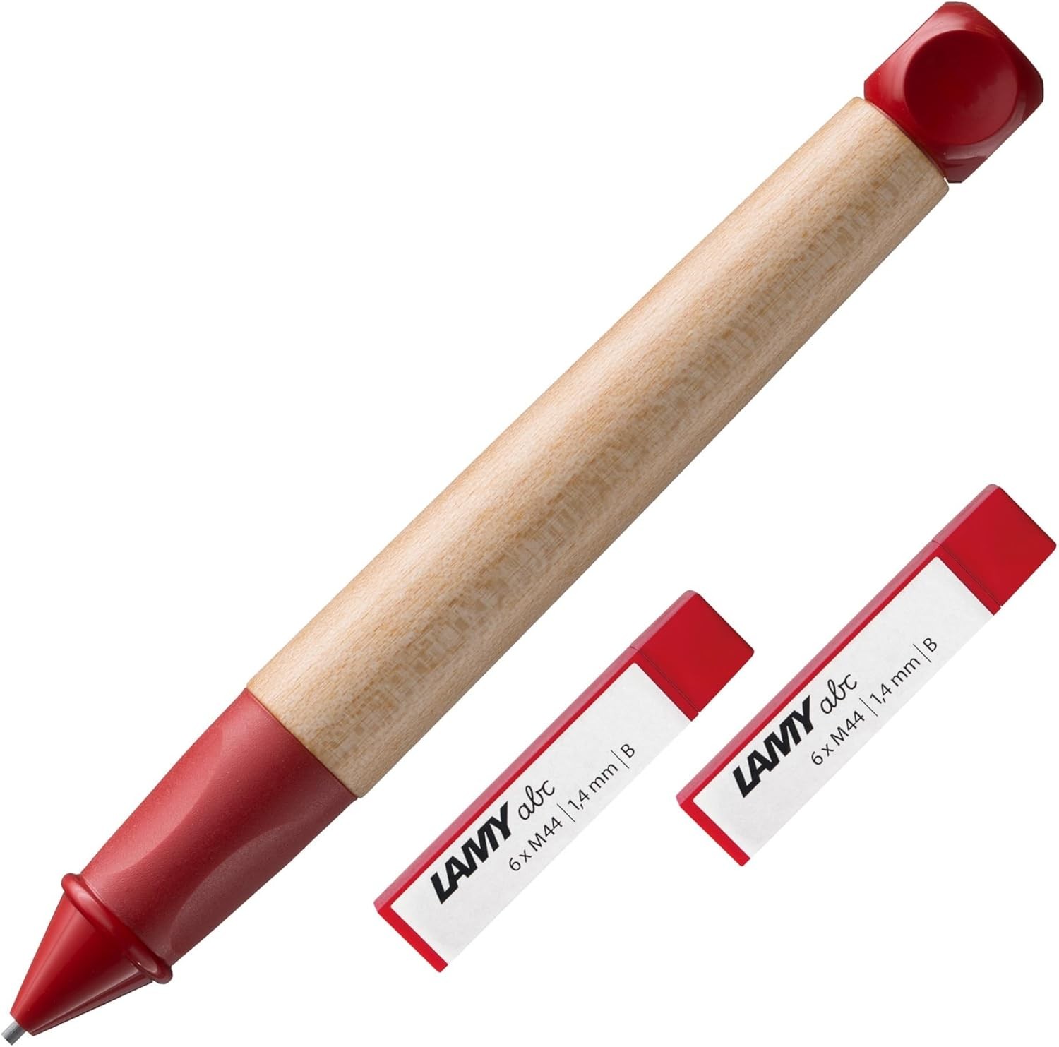 LAMY ABC SET - Dreh Bleistift  Rot Holz LH RH - Anfänger/Schule + Ersatz Minen