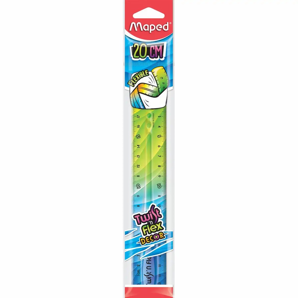 Maped Lineal Twist 'n Flex Decor 20cm - Farbverlauf blau türkis gelb orange pink